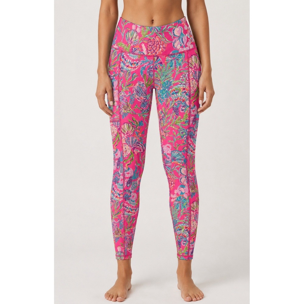 Lilly Pulitzer Weekender Luxletix Leggings Pink Isle Shell Me Something Good M